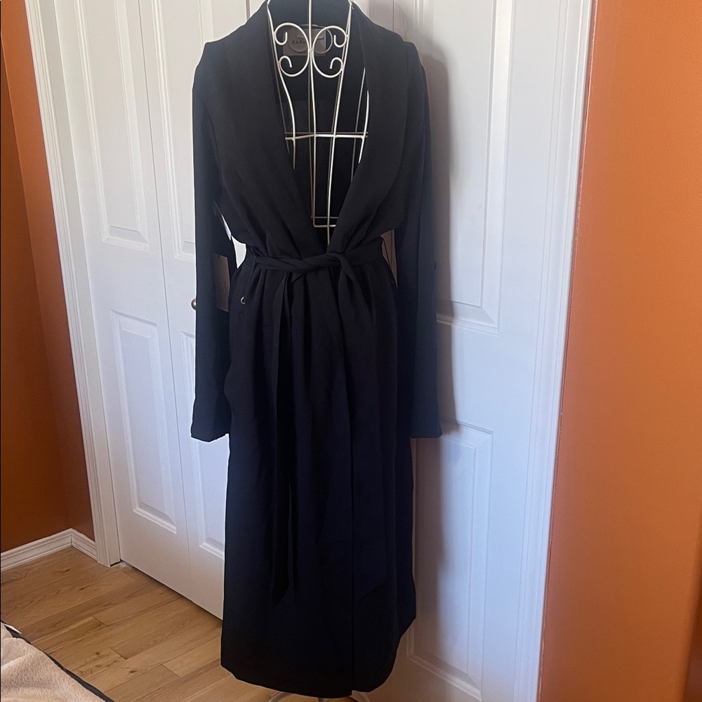 Babaton Black Long Open Front Duster Coat - Picture 8 of 16